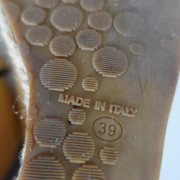 Jimmy Choo Shoes Womens Size 39 Beige Patent Wedge Espadrille Sandals Italy - Picture 8 of 10